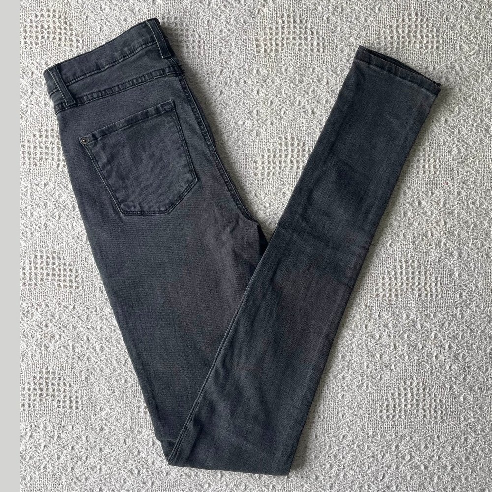 Grey Cotton Skinny High Yoga Jeans, TALL 28